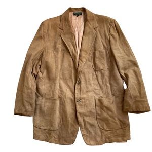 Vintage Abercrombie & Fitch Tan Leather Sport Coat Jacket Size 48L